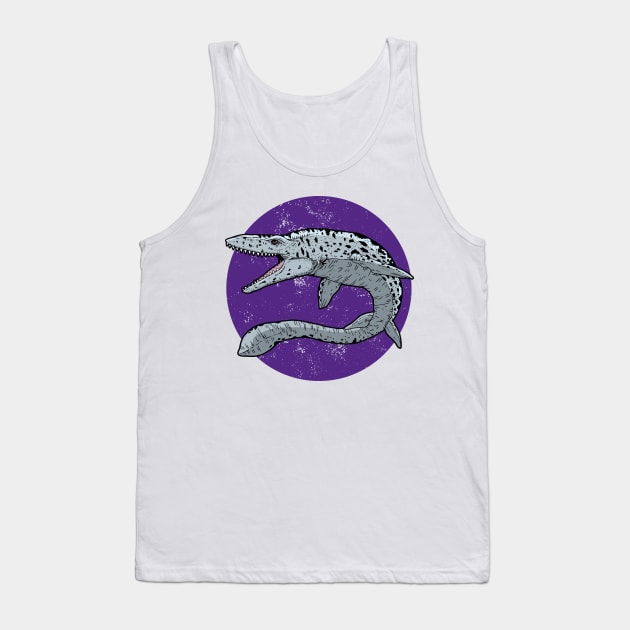 Mosasaurus on Purple Circle Tank Top by danchampagne